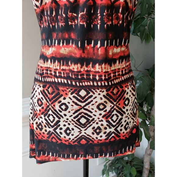 New Directions Top Blouse Women's PS Multi Geo Print Pearl & Jeweled Round Neck - Picture 5 of 11